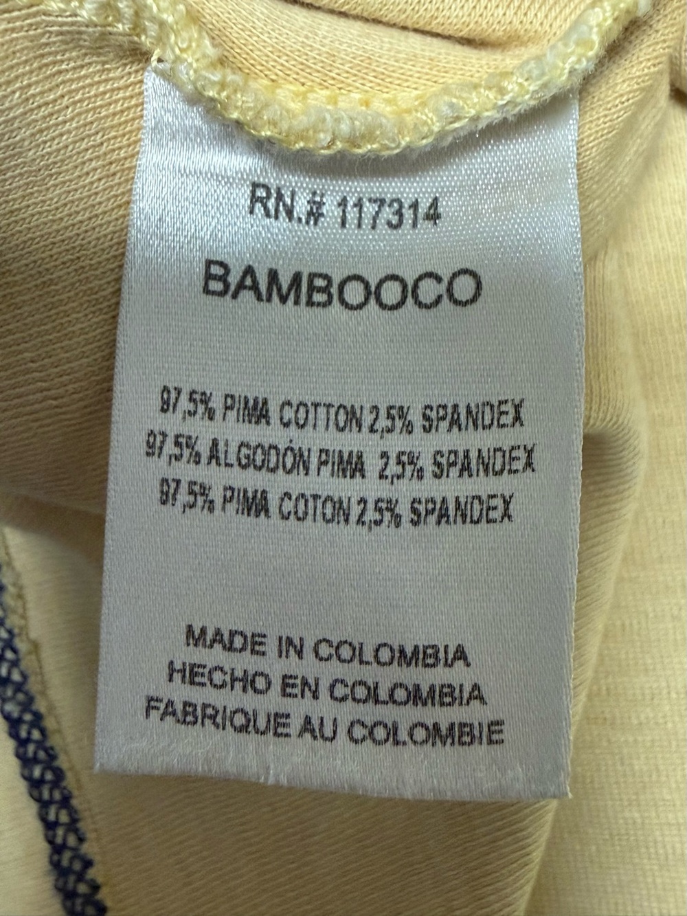 BambooCo XL Pima Cotton Navy Scroll Graphic Tan Stretch Short Sleeve Tee Top - Picture 12 of 14